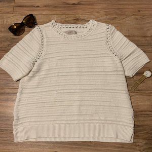 Loft White Crochet Weave Blouse Size Large